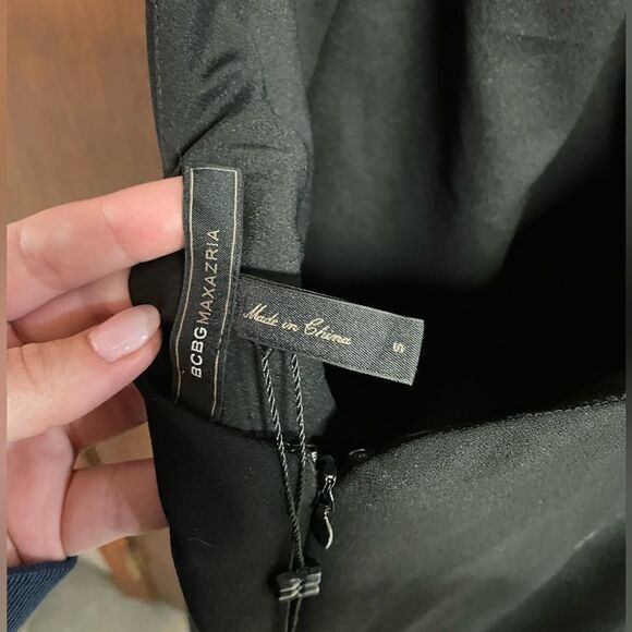 NWT BCBG Max Azaria Kiley Black Tuxedo Stripe Halter Mini Dress Size Small - Picture 5 of 10